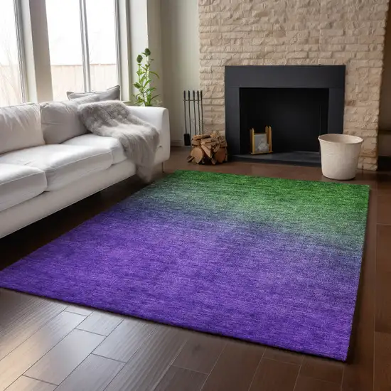 Green And Purple Ombre Washable Area Rug With UV Protection Photo 6