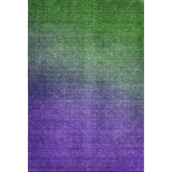 Green And Purple Ombre Washable Area Rug With UV Protection Photo 2