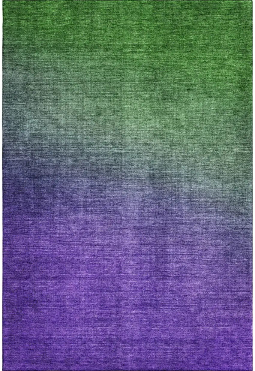 Green And Purple Ombre Washable Area Rug With UV Protection Photo 2