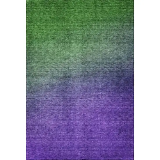 Green And Purple Ombre Washable Area Rug With UV Protection Photo 4