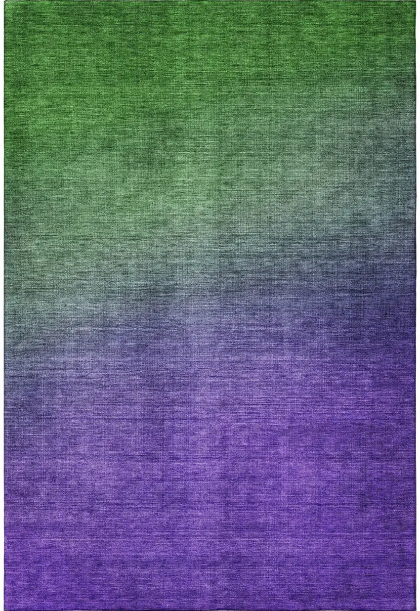 Green And Purple Ombre Washable Area Rug With UV Protection Photo 4