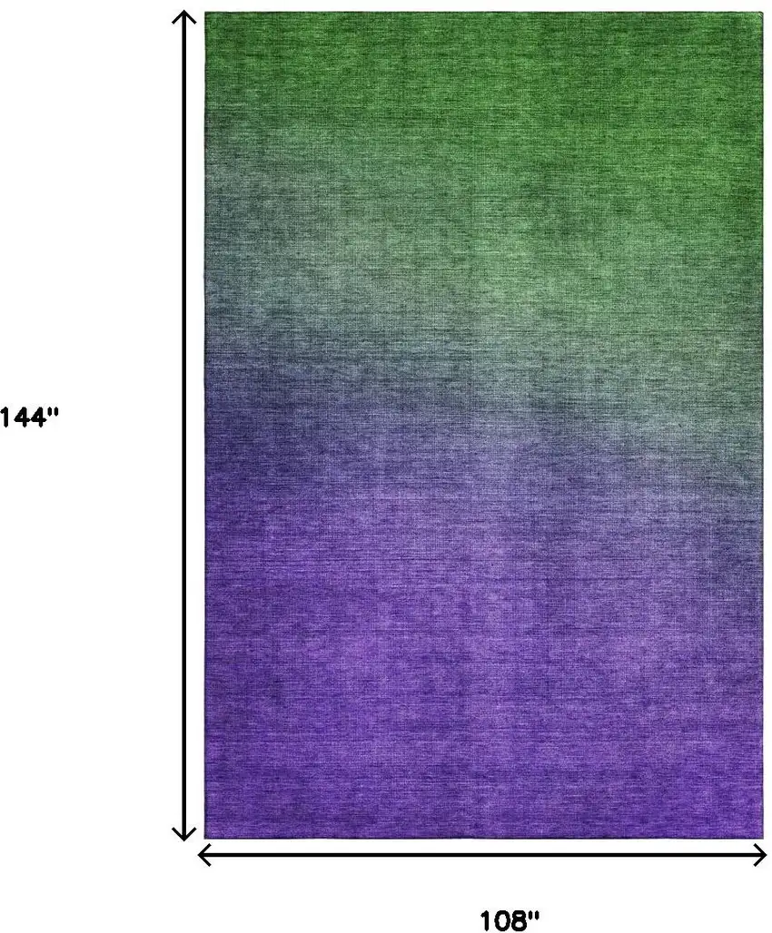Green And Purple Ombre Washable Area Rug With UV Protection Photo 9