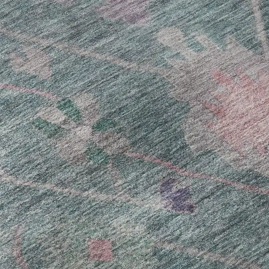 Green And Purple Oriental Washable Area Rug With UV Protection Photo 8