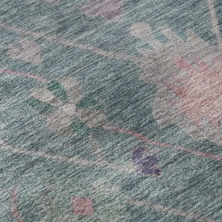 Green And Purple Oriental Washable Area Rug With UV Protection Photo 8