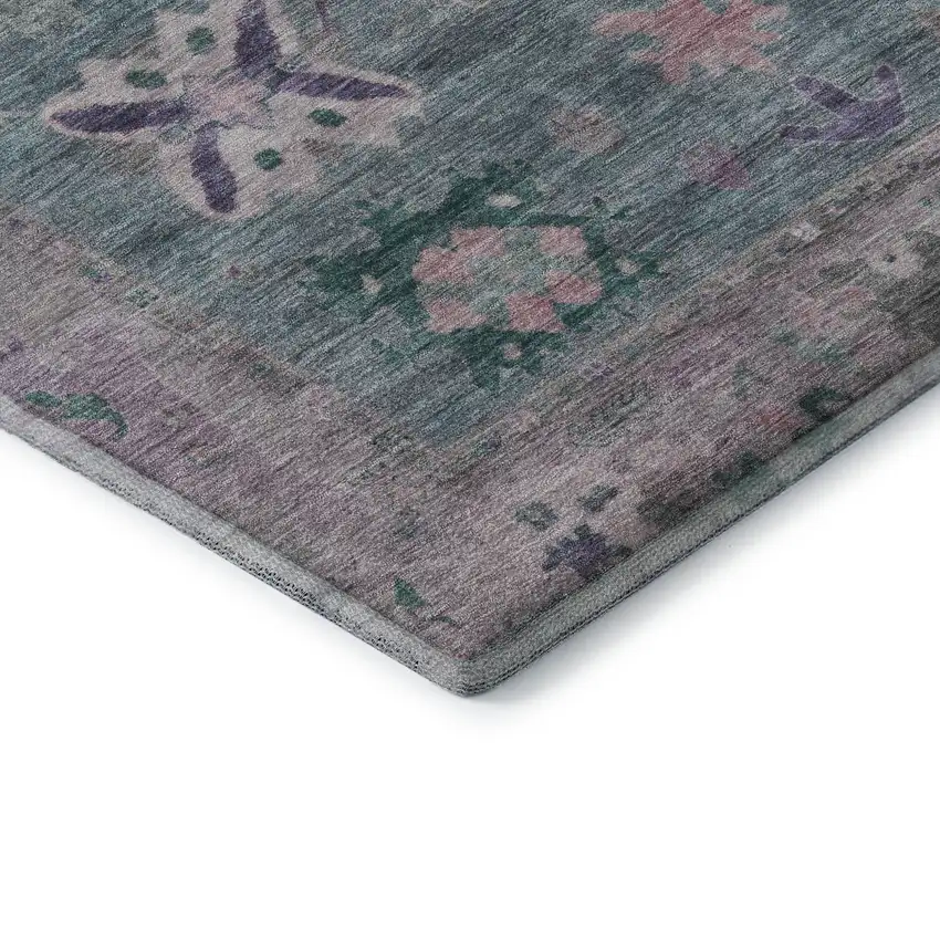 Green And Purple Oriental Washable Area Rug With UV Protection Photo 7