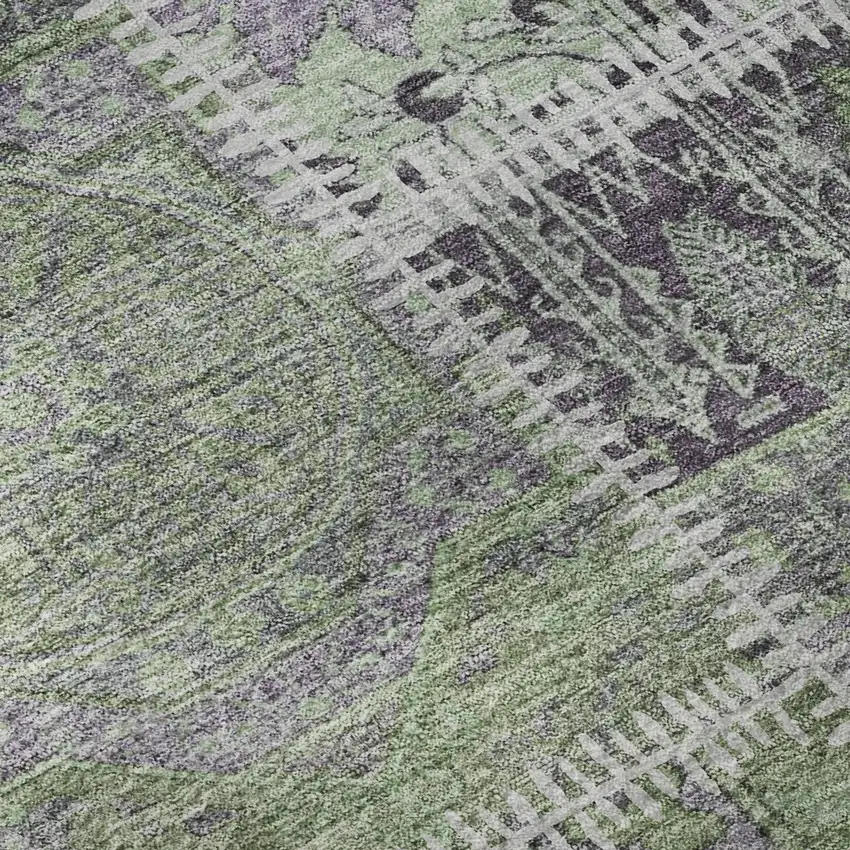 Green And Purple Patchwork Washable Area Rug With UV Protection Photo 9