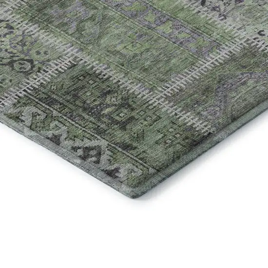 Green And Purple Patchwork Washable Area Rug With UV Protection Photo 8