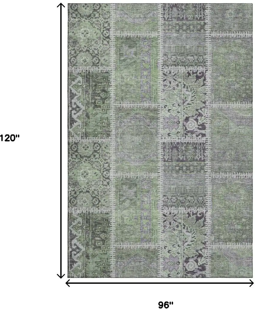 Green And Purple Patchwork Washable Area Rug With UV Protection Photo 3