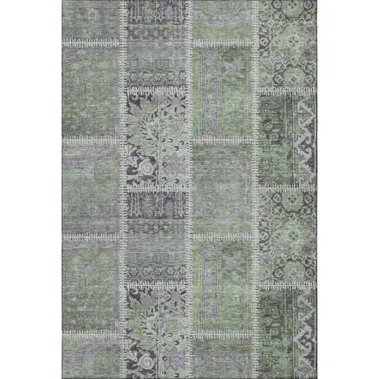 Green And Purple Patchwork Washable Area Rug With UV Protection Photo 4