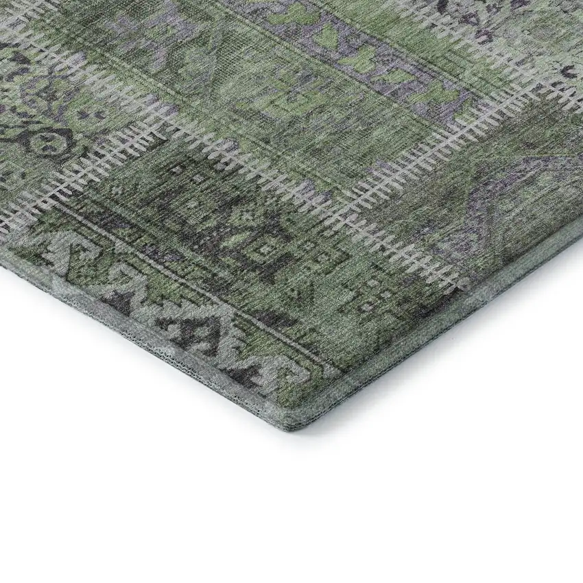 Green And Purple Patchwork Washable Area Rug With UV Protection Photo 8