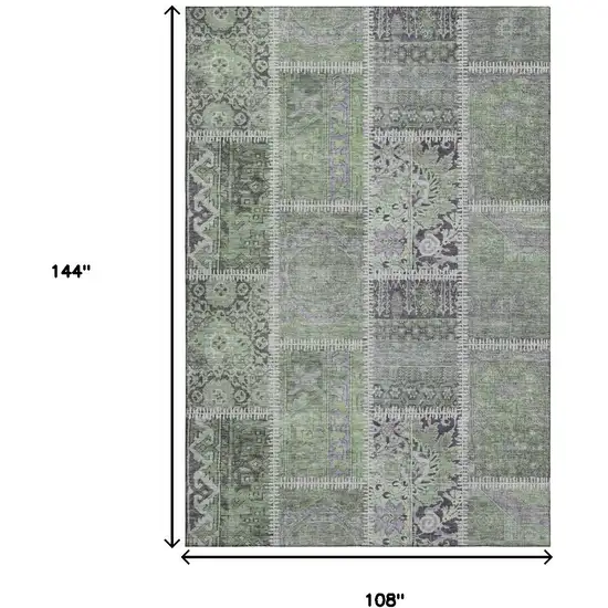 Green And Purple Patchwork Washable Area Rug With UV Protection Photo 3