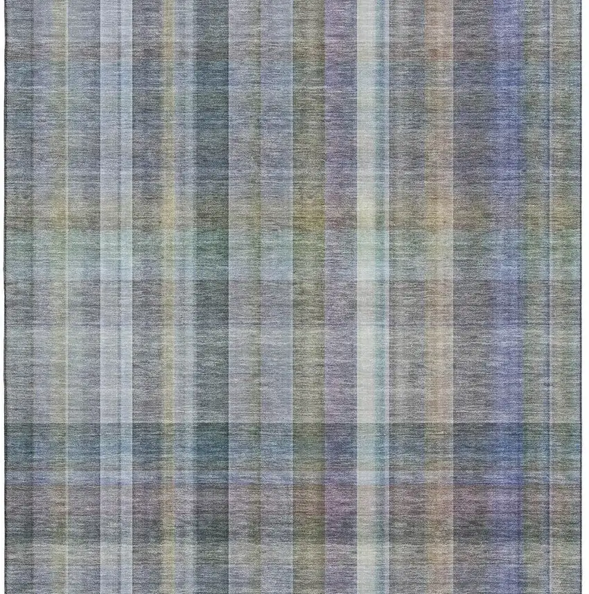 Green And Purple Plaid Washable Area Rug With UV Protection Photo 4