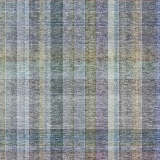 Green And Purple Plaid Washable Area Rug With UV Protection Photo 3