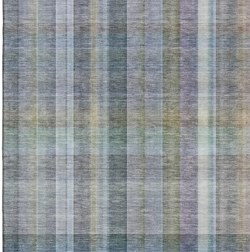 Green And Purple Plaid Washable Area Rug With UV Protection Photo 3