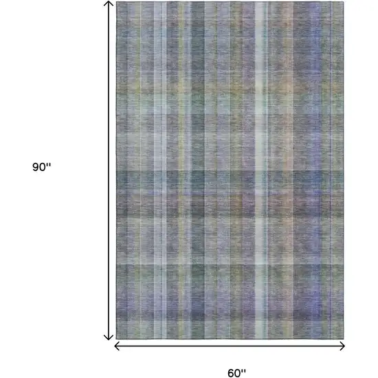 Green And Purple Plaid Washable Area Rug With UV Protection Photo 8