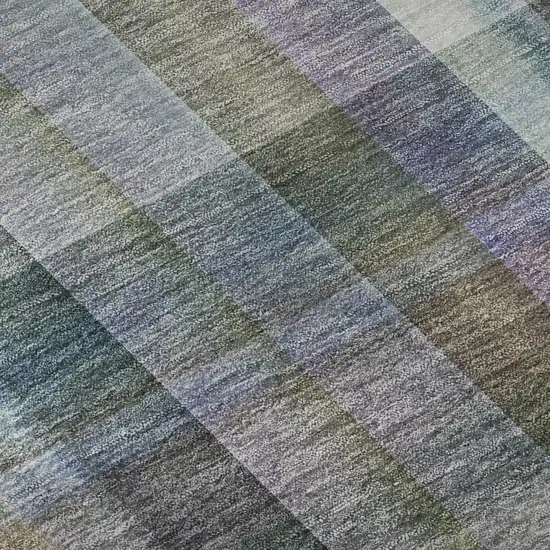 Green And Purple Plaid Washable Area Rug With UV Protection Photo 9