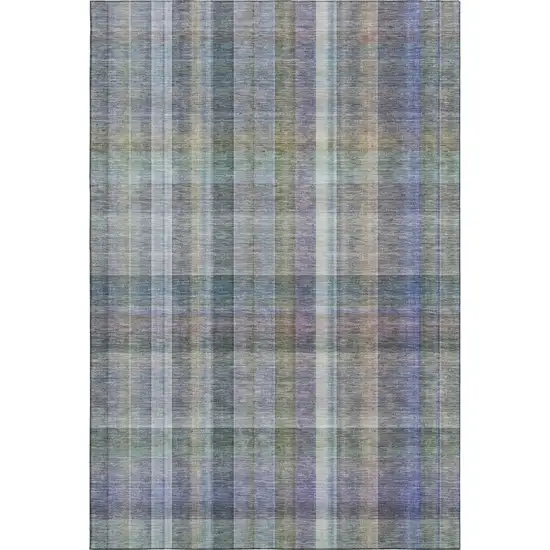 Green And Purple Plaid Washable Area Rug With UV Protection Photo 1