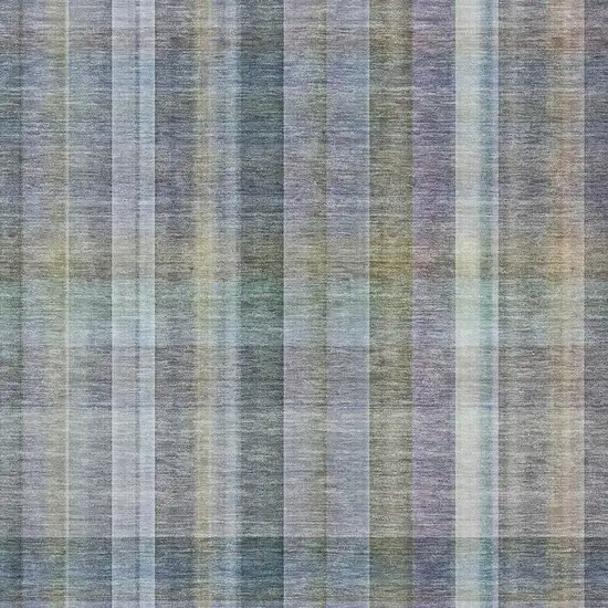 Green And Purple Plaid Washable Area Rug With UV Protection Photo 3