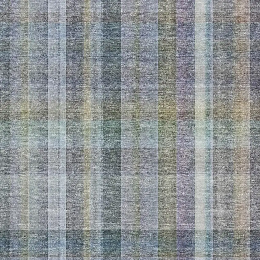 Green And Purple Plaid Washable Area Rug With UV Protection Photo 3