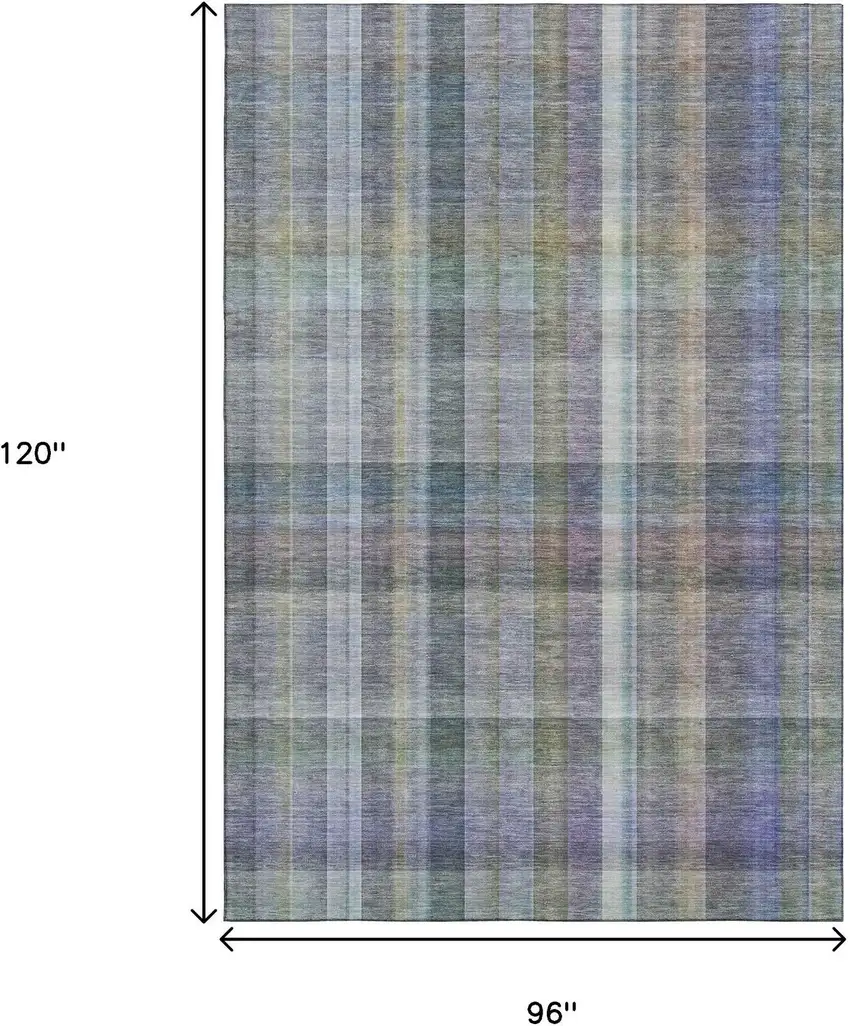 Green And Purple Plaid Washable Area Rug With UV Protection Photo 3