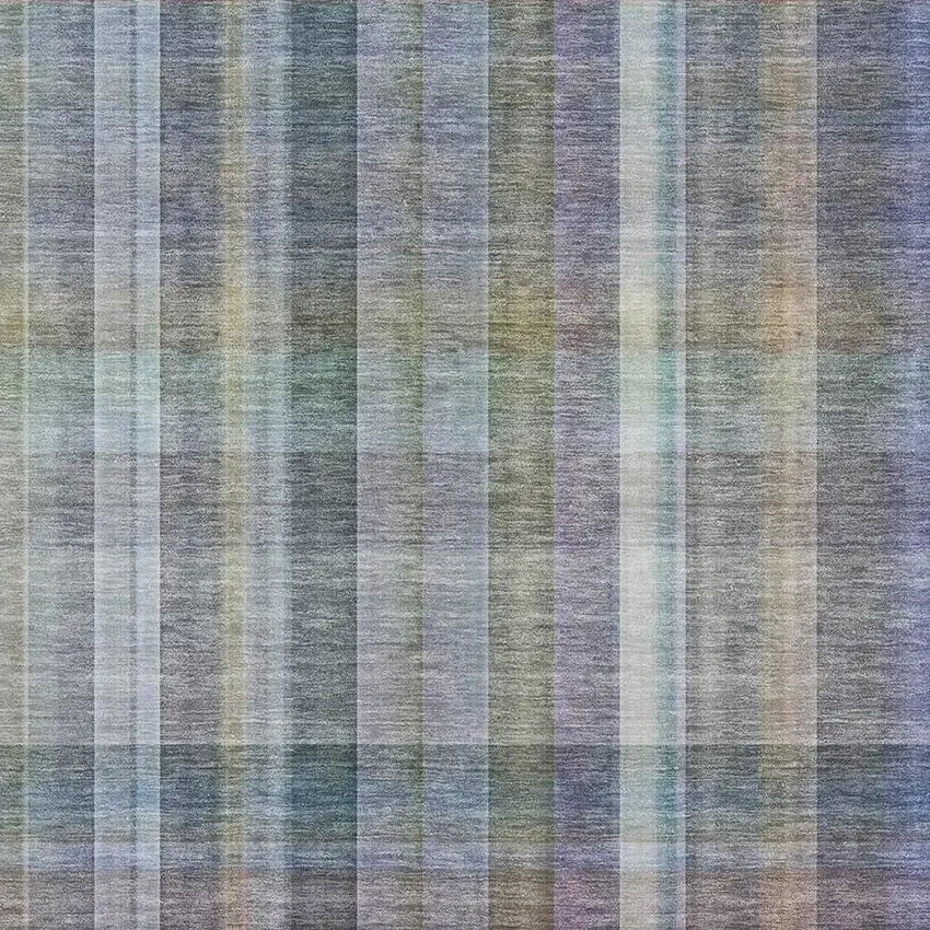 Green And Purple Plaid Washable Area Rug With UV Protection Photo 3