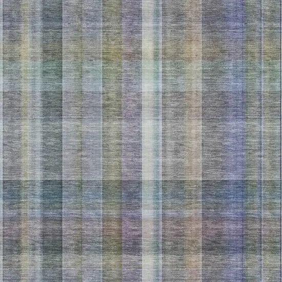 Green And Purple Plaid Washable Area Rug With UV Protection Photo 3