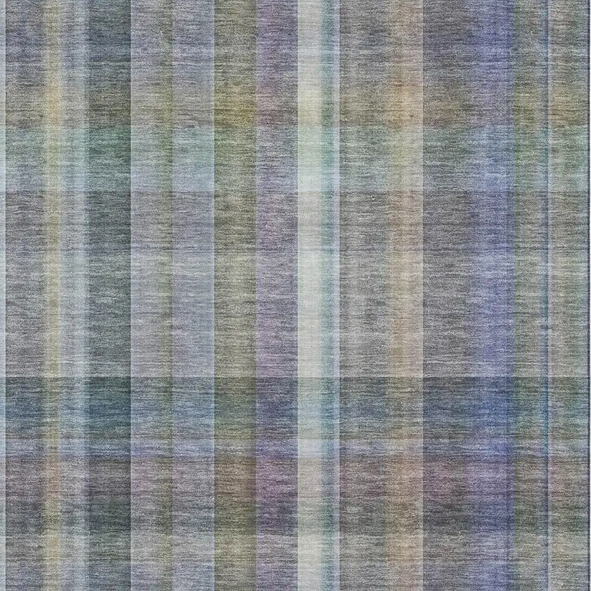 Green And Purple Plaid Washable Area Rug With UV Protection Photo 3