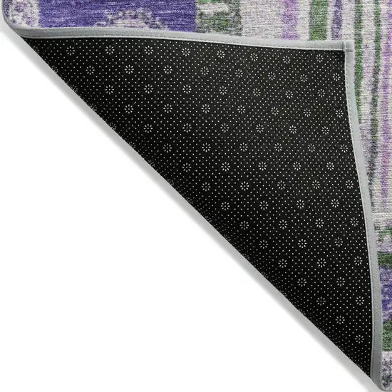 Green And Purple Striped Washable Indoor Outdoor Area Rug Photo 8
