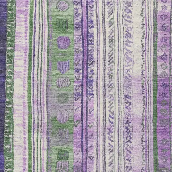Green And Purple Striped Washable Indoor Outdoor Area Rug Photo 4