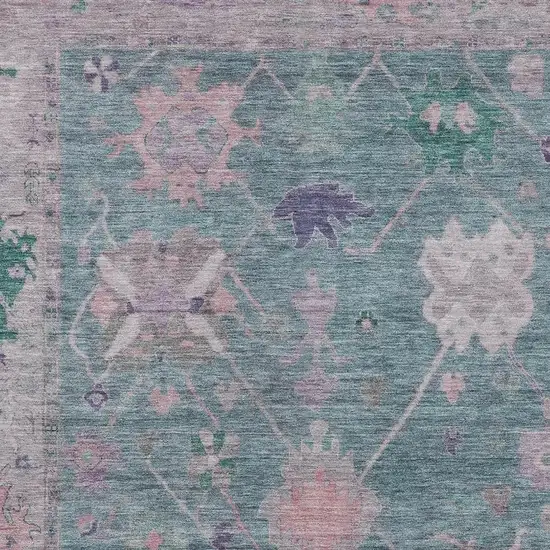 Green And Purple Tribal Washable Indoor Outdoor Area Rug Photo 3