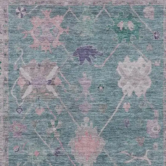 Green And Purple Tribal Washable Indoor Outdoor Area Rug Photo 3