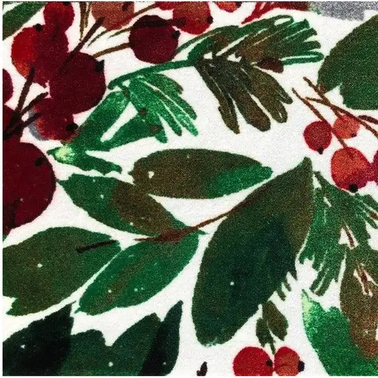 Green And Red Christmas Floral Washable Area Rug With UV Protection Photo 5