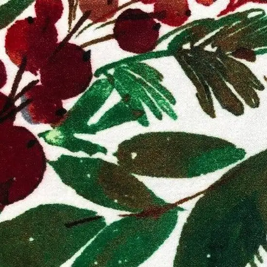 Green And Red Christmas Floral Washable Area Rug With UV Protection Photo 4