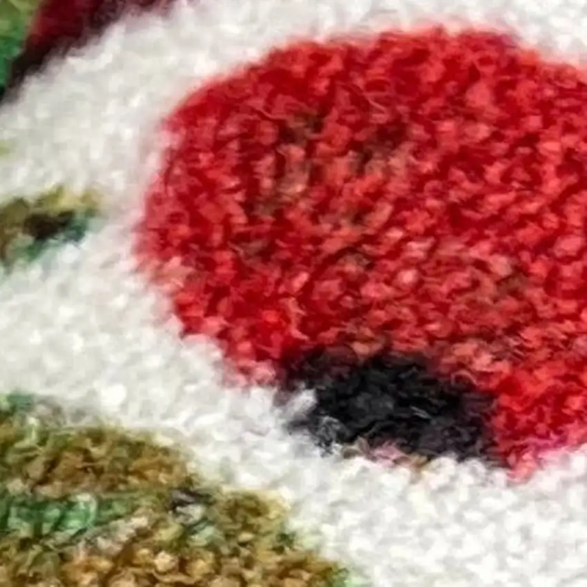 Green And Red Christmas Floral Washable Area Rug With UV Protection Photo 3