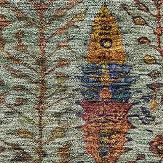 Green And Red Floral Vines Washable Area Rug With UV Protection Photo 3