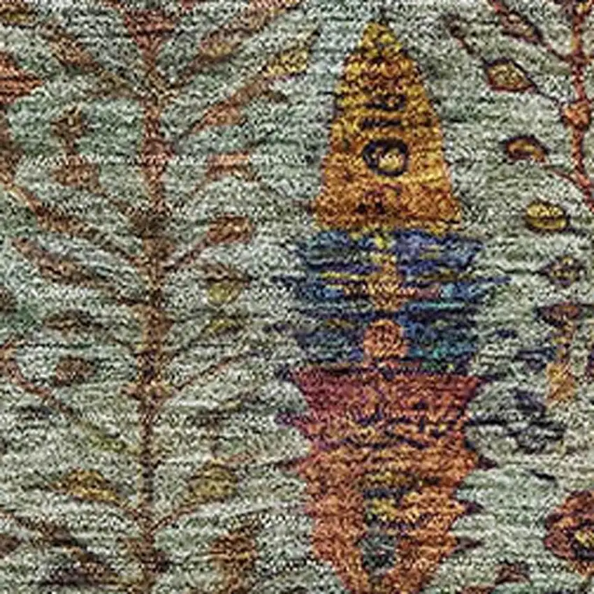 Green And Red Floral Vines Washable Area Rug With UV Protection Photo 3