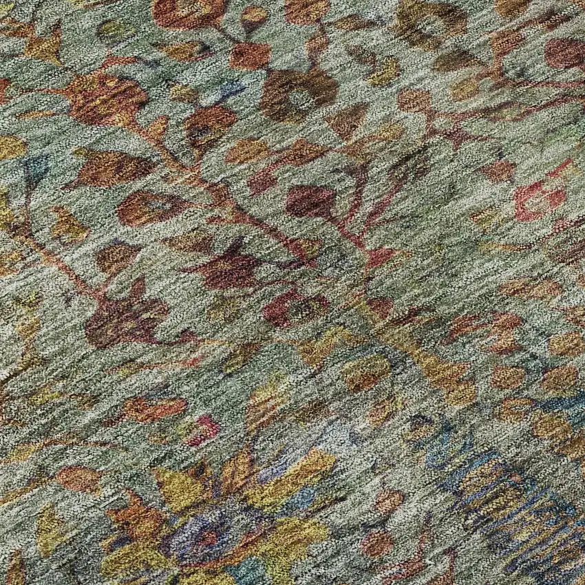 Green And Red Floral Vines Washable Area Rug With UV Protection Photo 8