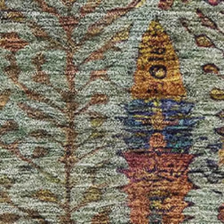 Green And Red Floral Vines Washable Area Rug With UV Protection Photo 3