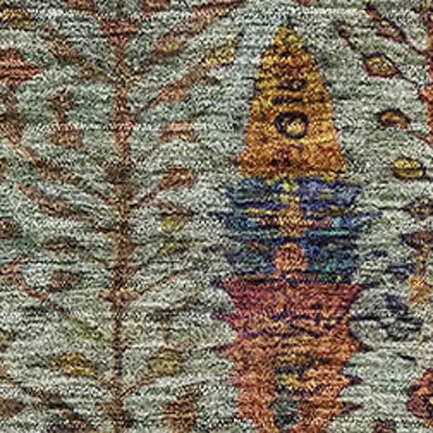 Green And Red Floral Vines Washable Area Rug With UV Protection Photo 3