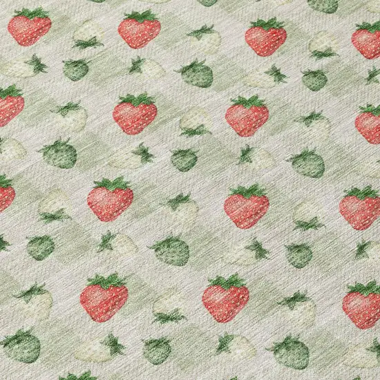 Green And Red Floral Washable Indoor Outdoor Area Rug Photo 4