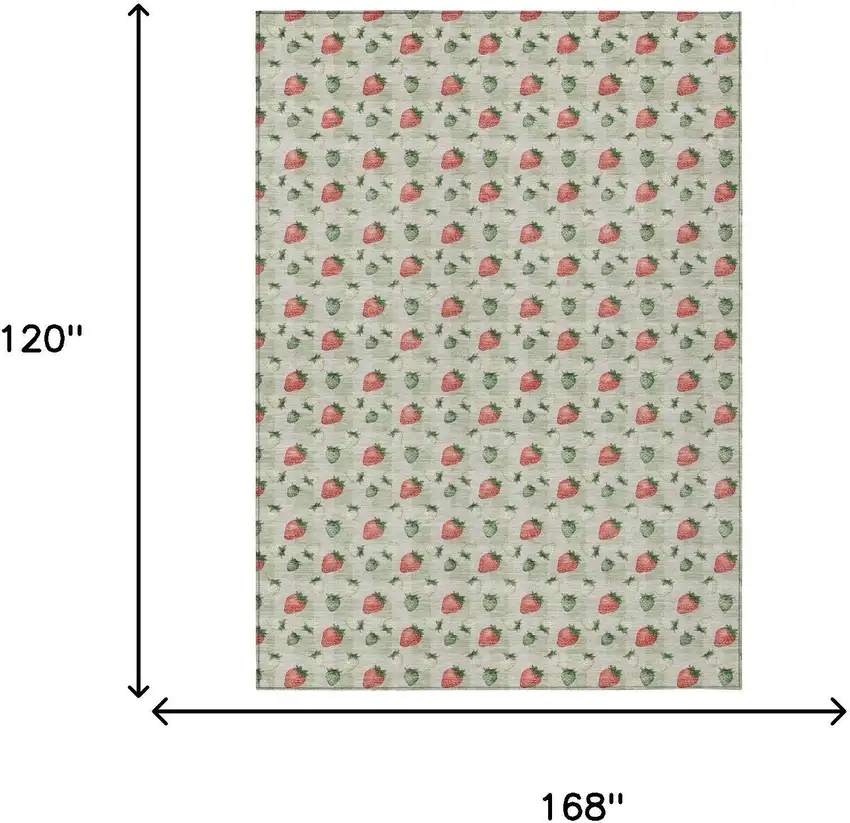 Green And Red Floral Washable Indoor Outdoor Area Rug Photo 5
