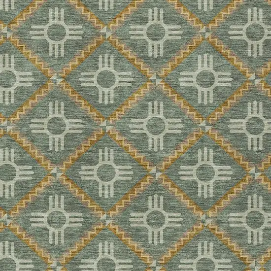 Green And Red Geometric Washable Indoor Outdoor Area Rug Photo 5