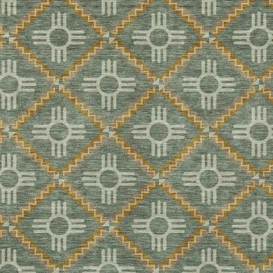 Green And Red Geometric Washable Indoor Outdoor Area Rug Photo 5
