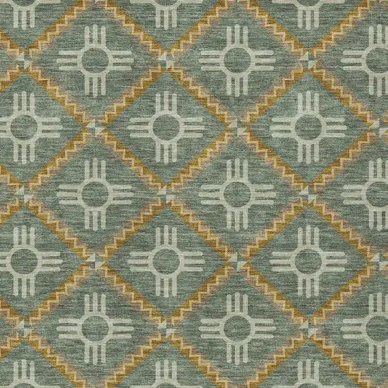 Green And Red Geometric Washable Indoor Outdoor Area Rug Photo 3
