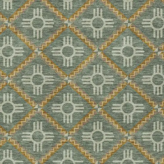 Green And Red Geometric Washable Indoor Outdoor Area Rug Photo 5