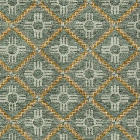 Green And Red Geometric Washable Indoor Outdoor Area Rug Photo 5