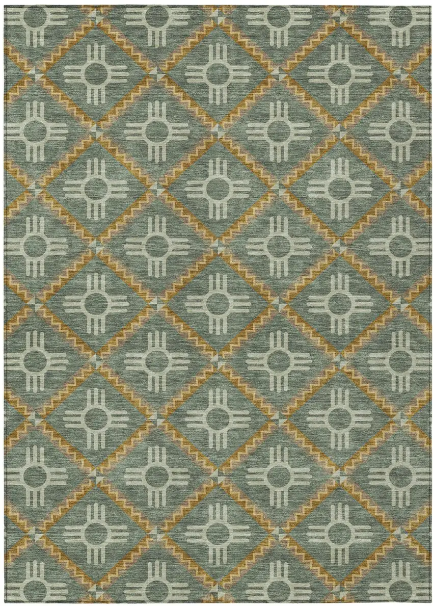 Green And Red Geometric Washable Indoor Outdoor Area Rug Photo 2