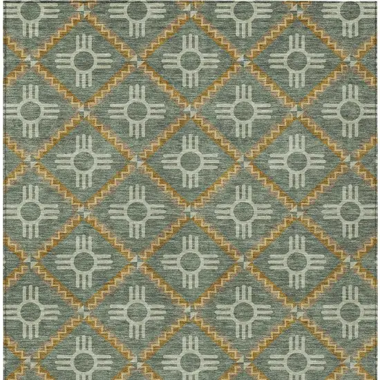 Green And Red Geometric Washable Indoor Outdoor Area Rug Photo 6