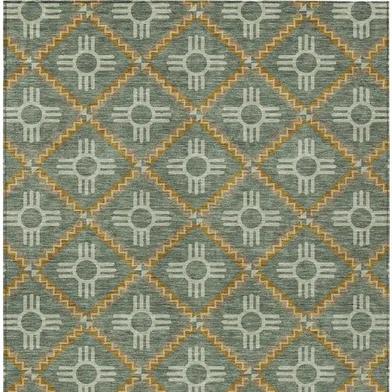 Green And Red Geometric Washable Indoor Outdoor Area Rug Photo 4