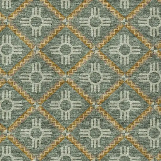 Green And Red Geometric Washable Indoor Outdoor Area Rug Photo 5